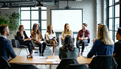 Professional team engaging in a leadership workshop
